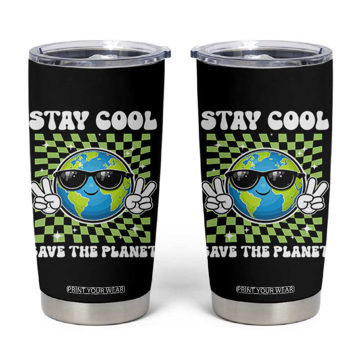 Groovy Earth Day Save The Planet Tumbler Cup TS10 Black Print Your Wear