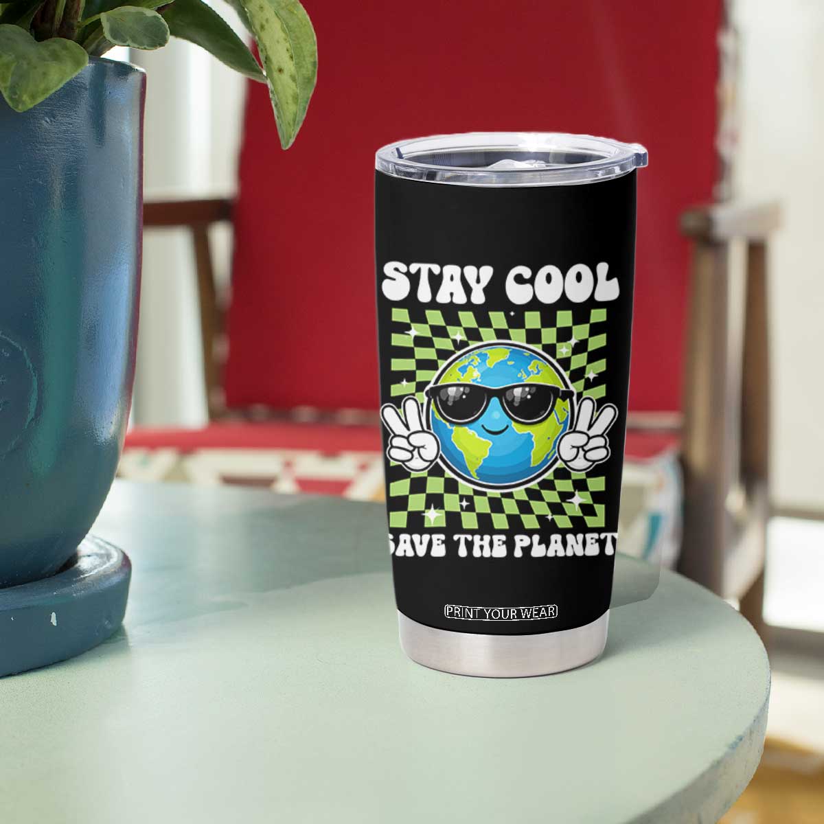 Groovy Earth Day Save The Planet Tumbler Cup TS10 Print Your Wear