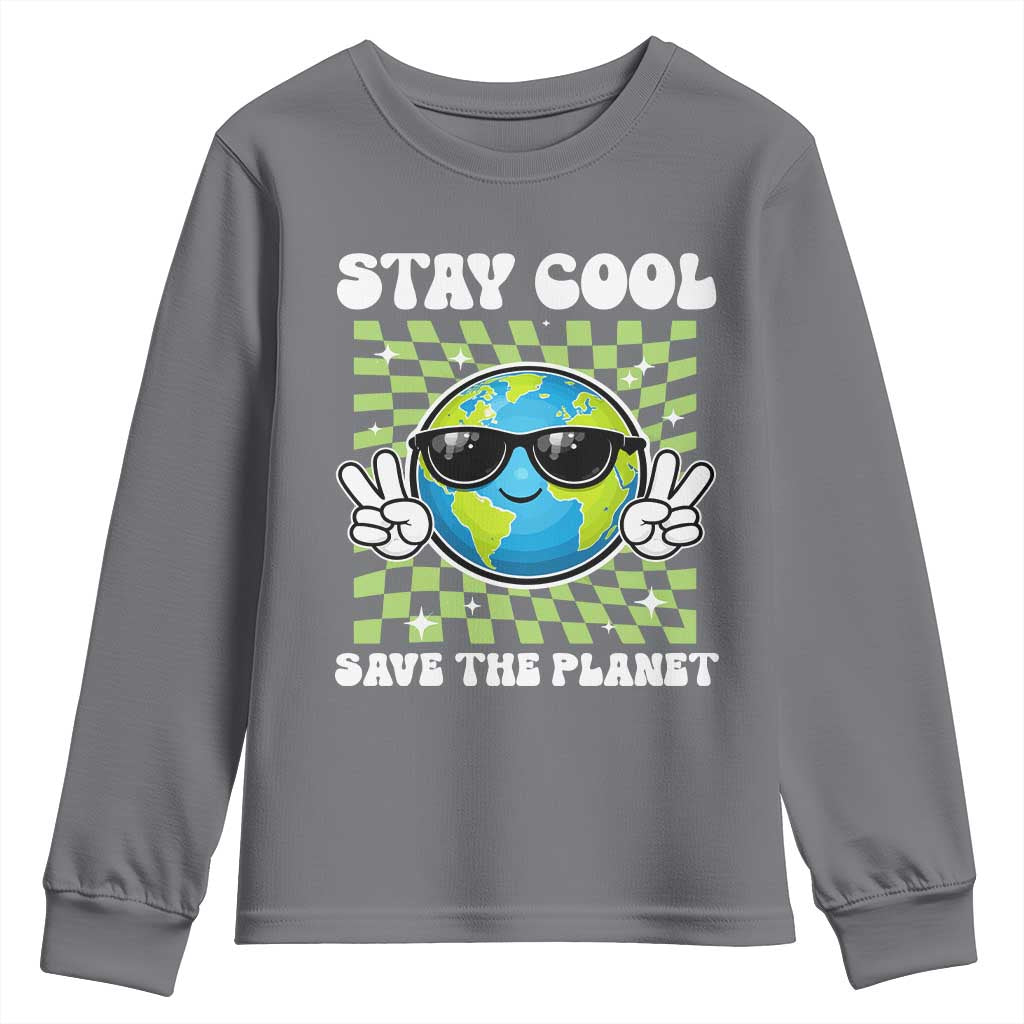 Groovy Earth Day Save The Planet Youth Sweatshirt TS10 Charcoal Print Your Wear