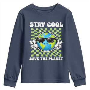 Groovy Earth Day Save The Planet Youth Sweatshirt TS10 Navy Print Your Wear