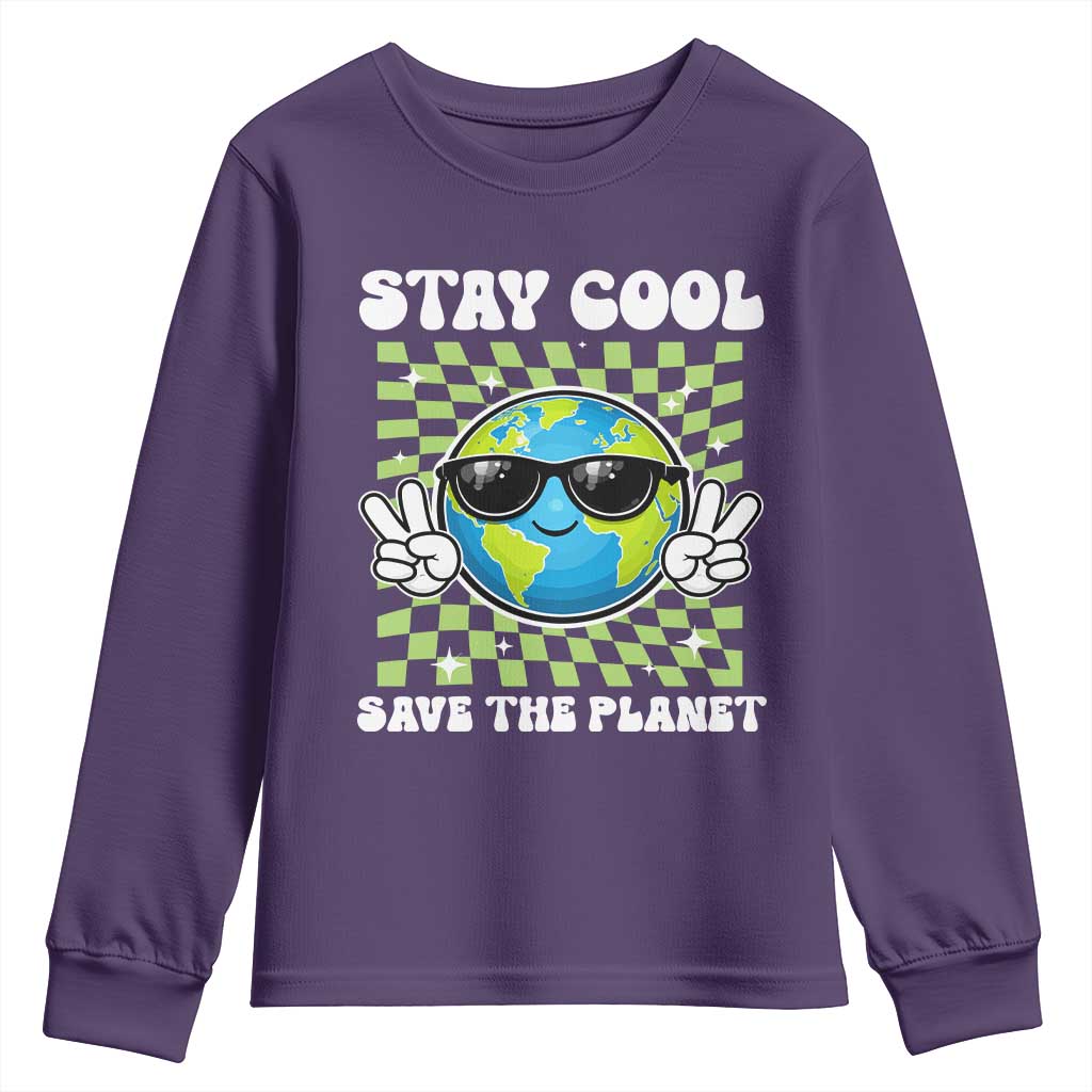 Groovy Earth Day Save The Planet Youth Sweatshirt TS10 Purple Print Your Wear