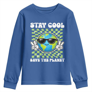 Groovy Earth Day Save The Planet Youth Sweatshirt TS10 Royal Blue Print Your Wear