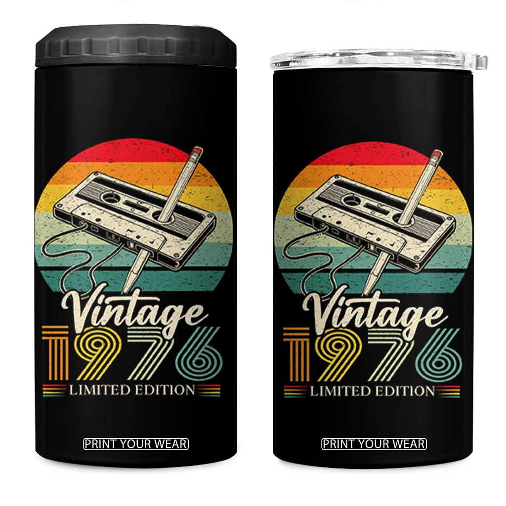 Vintage 1976 4 in 1 Can Cooler Tumbler 50th Birthday Turning 50 Year Old Gifts TS10 One Size: 16 oz Black Print Your Wear