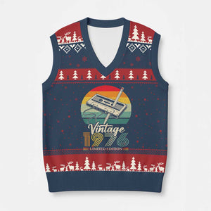 Vintage 1976 V-Neck Knit Sweater Vest 50th Birthday Turning 50 Year Old Gifts TS10 Navy Red Print Your Wear