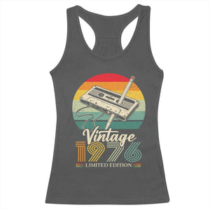 Vintage 1976 Racerback Tank Top 50th Birthday Turning 50 Year Old Gifts TS10 Dark Heather Print Your Wear