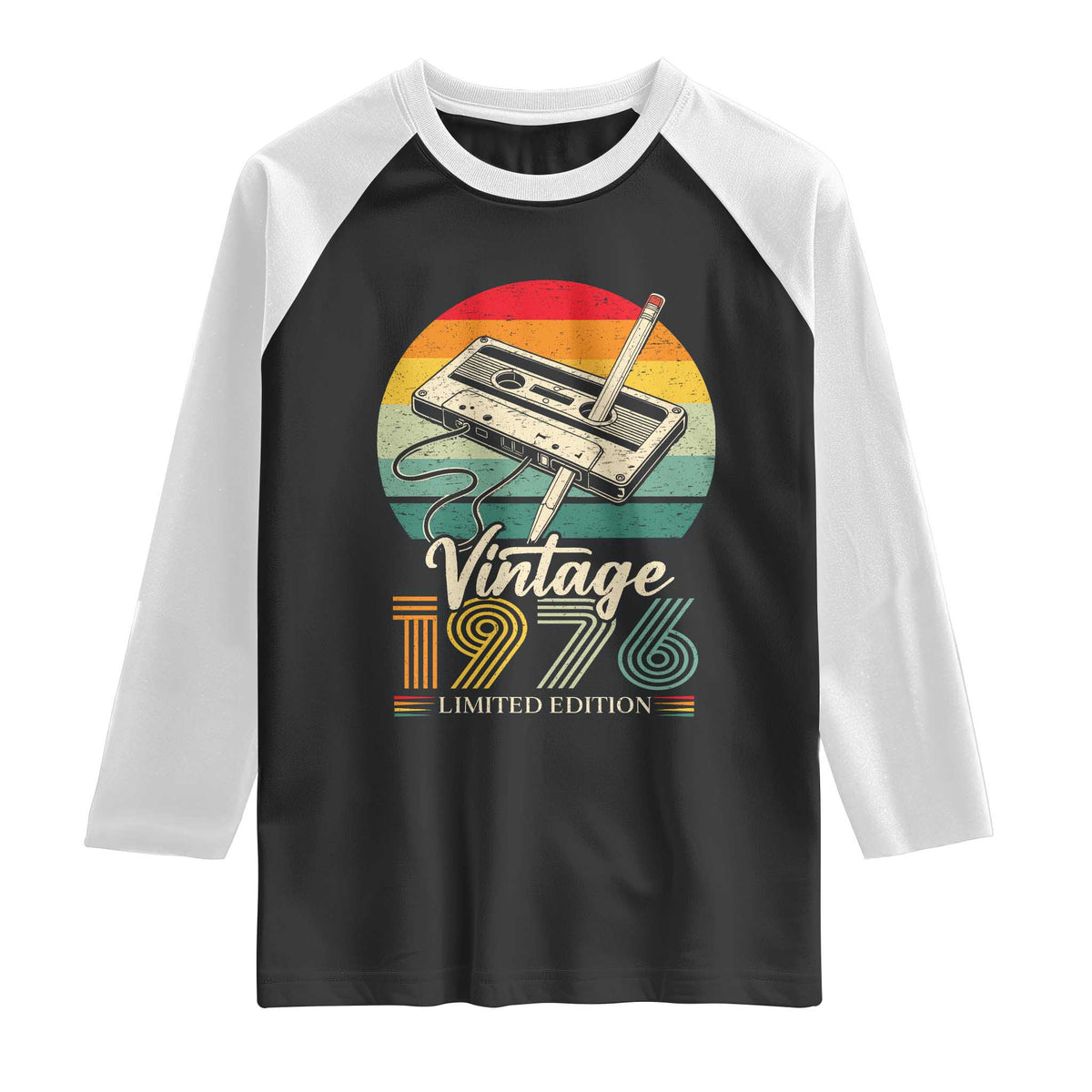 Vintage 1976 Raglan Shirt 50th Birthday Turning 50 Year Old Gifts TS10 Black White Print Your Wear