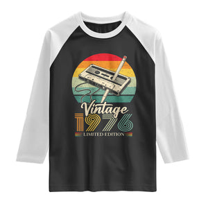 Vintage 1976 Raglan Shirt 50th Birthday Turning 50 Year Old Gifts TS10 Black White Print Your Wear