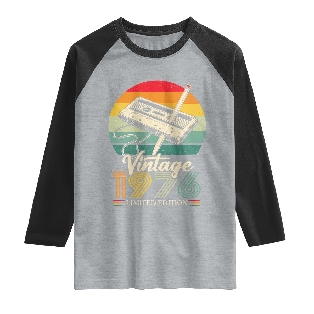 Vintage 1976 Raglan Shirt 50th Birthday Turning 50 Year Old Gifts TS10 Heather Gray Black Print Your Wear