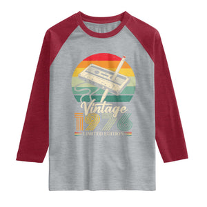 Vintage 1976 Raglan Shirt 50th Birthday Turning 50 Year Old Gifts TS10 Heather Gray Heather Red Print Your Wear