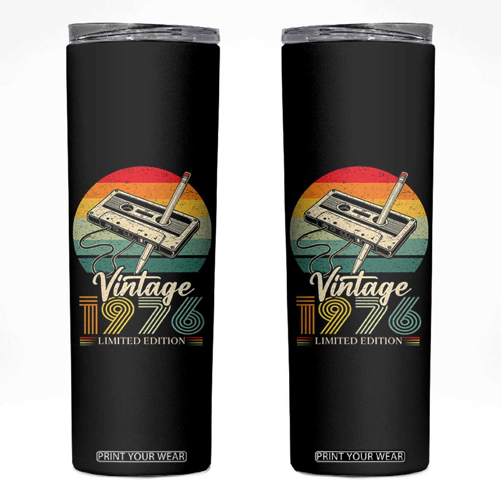 Vintage 1976 Skinny Tumbler 50th Birthday Turning 50 Year Old Gifts TS10 Black Print Your Wear