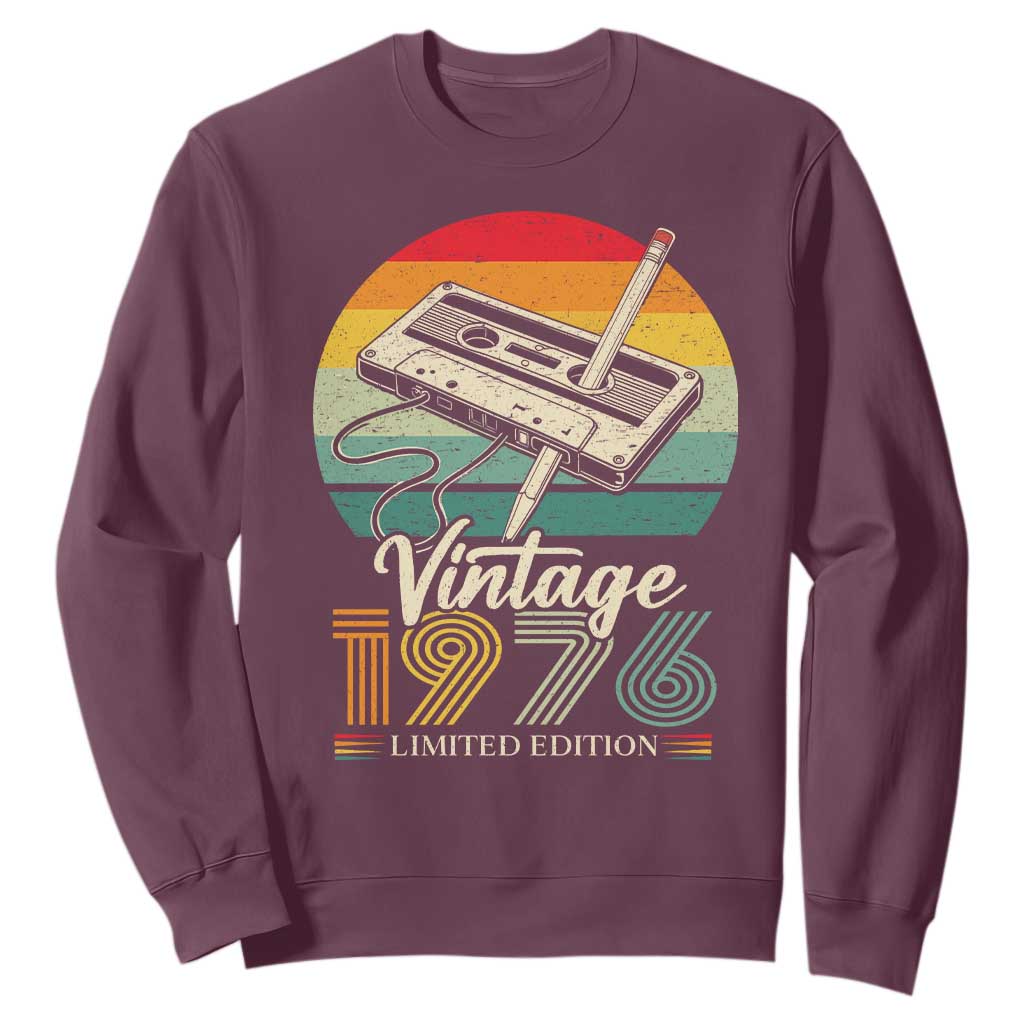 Vintage 1976 Sweatshirt 50th Birthday Turning 50 Year Old Gifts TS10 Maroon Print Your Wear