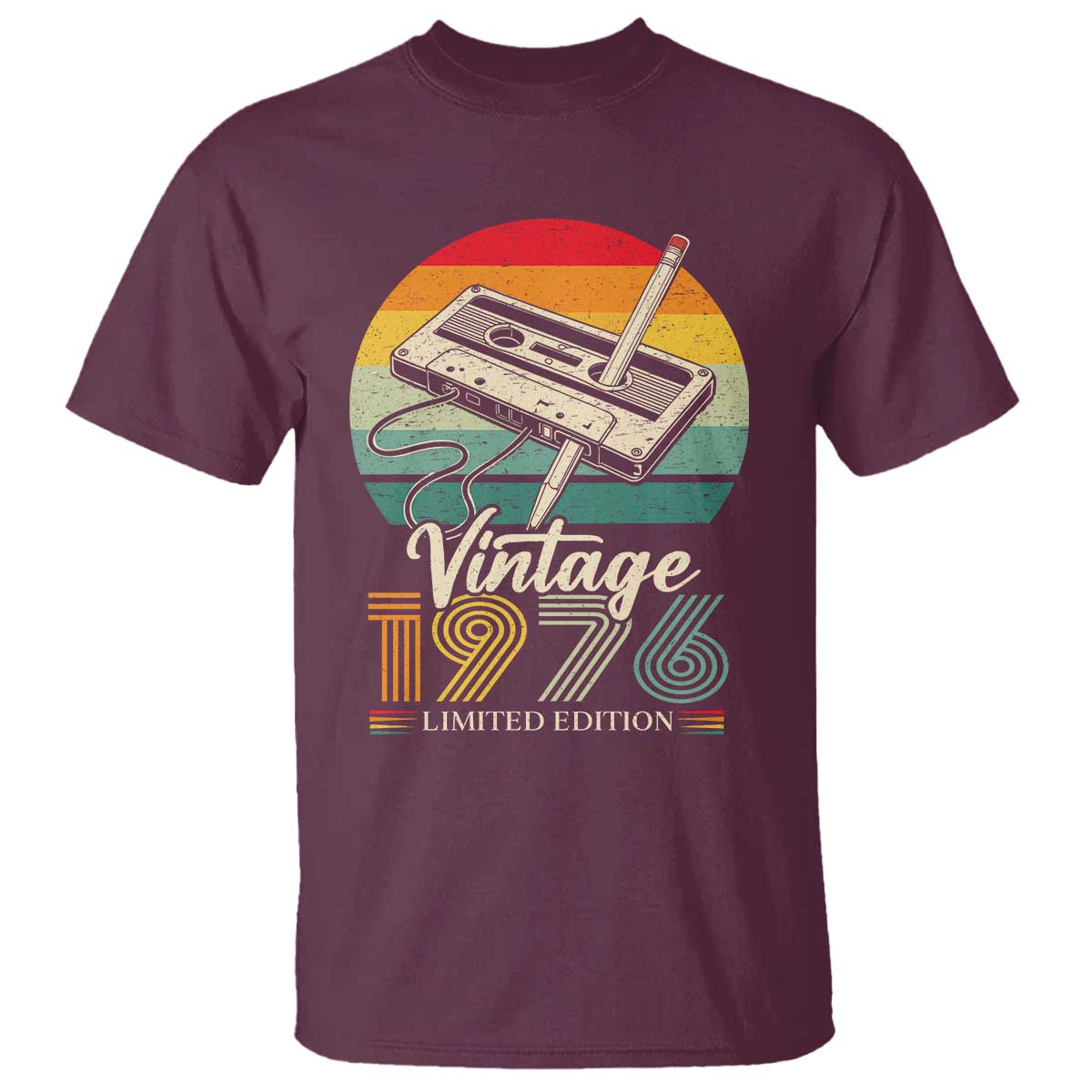 Vintage 1976 T Shirt 50th Birthday Turning 50 Year Old Gifts TS10 Maroon Print Your Wear