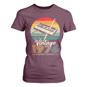 Vintage 1976 T Shirt For Women 50th Birthday Turning 50 Year Old Gifts TS10 Maroon Print Your Wear