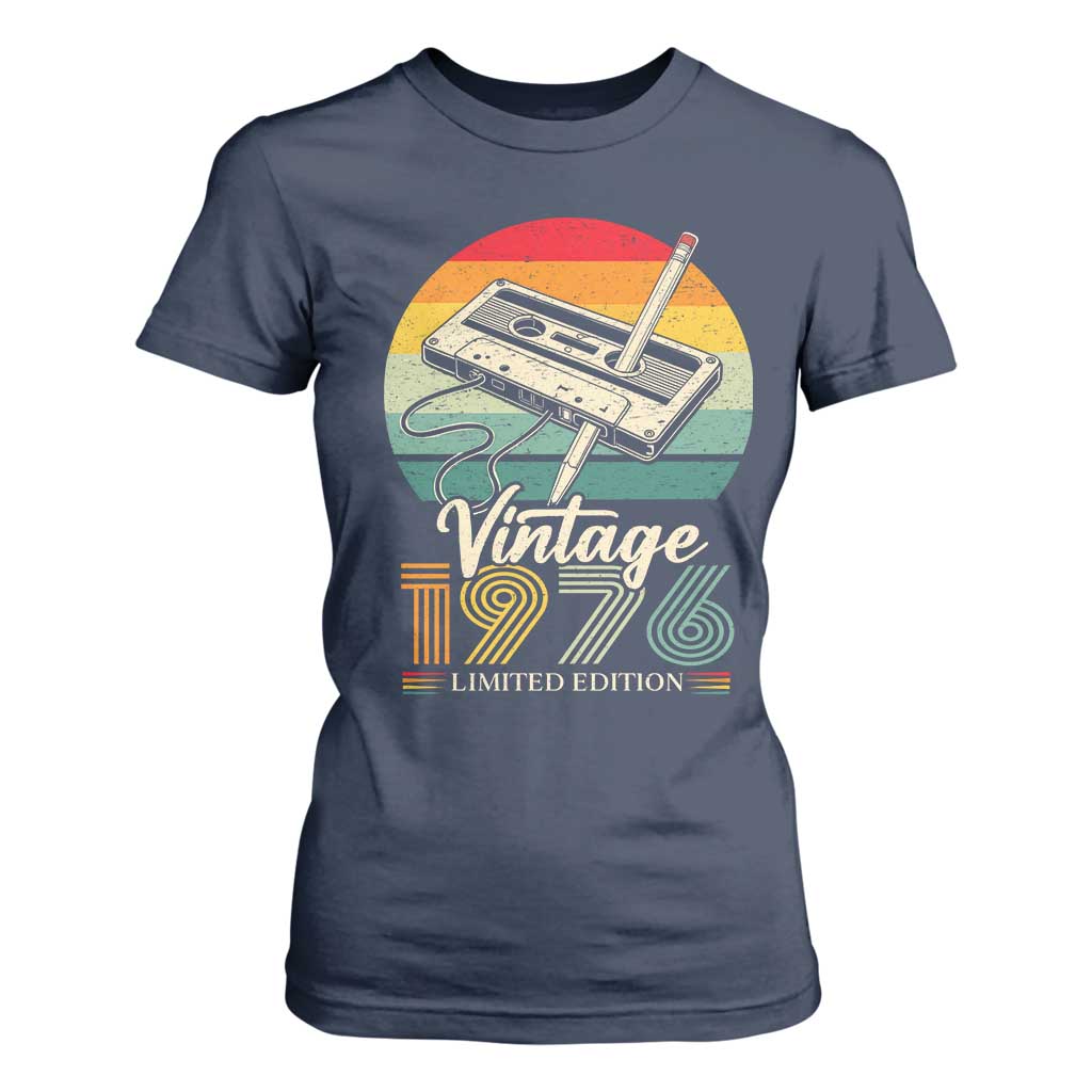 Vintage 1976 T Shirt For Women 50th Birthday Turning 50 Year Old Gifts TS10 Navy Print Your Wear