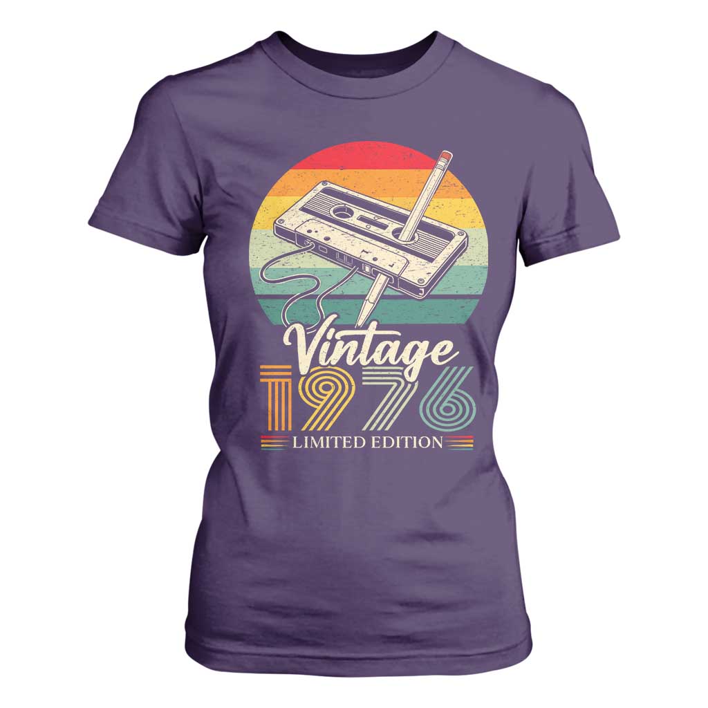 Vintage 1976 T Shirt For Women 50th Birthday Turning 50 Year Old Gifts TS10 Purple Print Your Wear