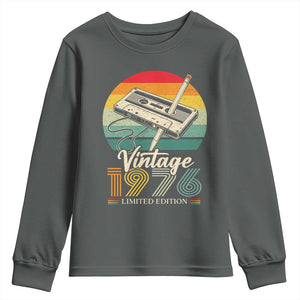 Vintage 1976 Youth Sweatshirt 50th Birthday Turning 50 Year Old Gifts TS10 Dark Heather Print Your Wear