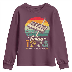 Vintage 1976 Youth Sweatshirt 50th Birthday Turning 50 Year Old Gifts TS10 Maroon Print Your Wear