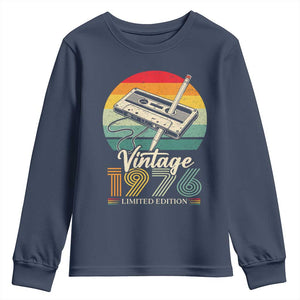 Vintage 1976 Youth Sweatshirt 50th Birthday Turning 50 Year Old Gifts TS10 Navy Print Your Wear