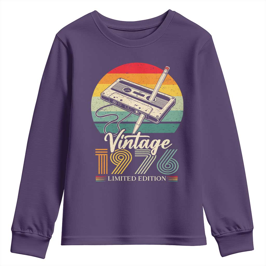 Vintage 1976 Youth Sweatshirt 50th Birthday Turning 50 Year Old Gifts TS10 Purple Print Your Wear
