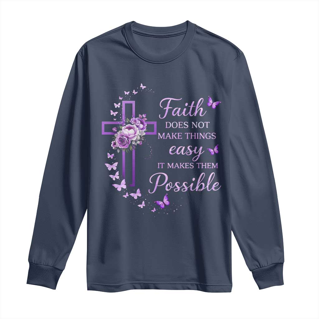 Christian Jesus Long Sleeve Shirt Vintage Bible Verse Printed Faith Blessed Inspirational Girl TS10 Navy Print Your Wear
