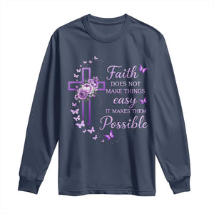 Christian Jesus Long Sleeve Shirt Vintage Bible Verse Printed Faith Blessed Inspirational Girl TS10 Navy Print Your Wear