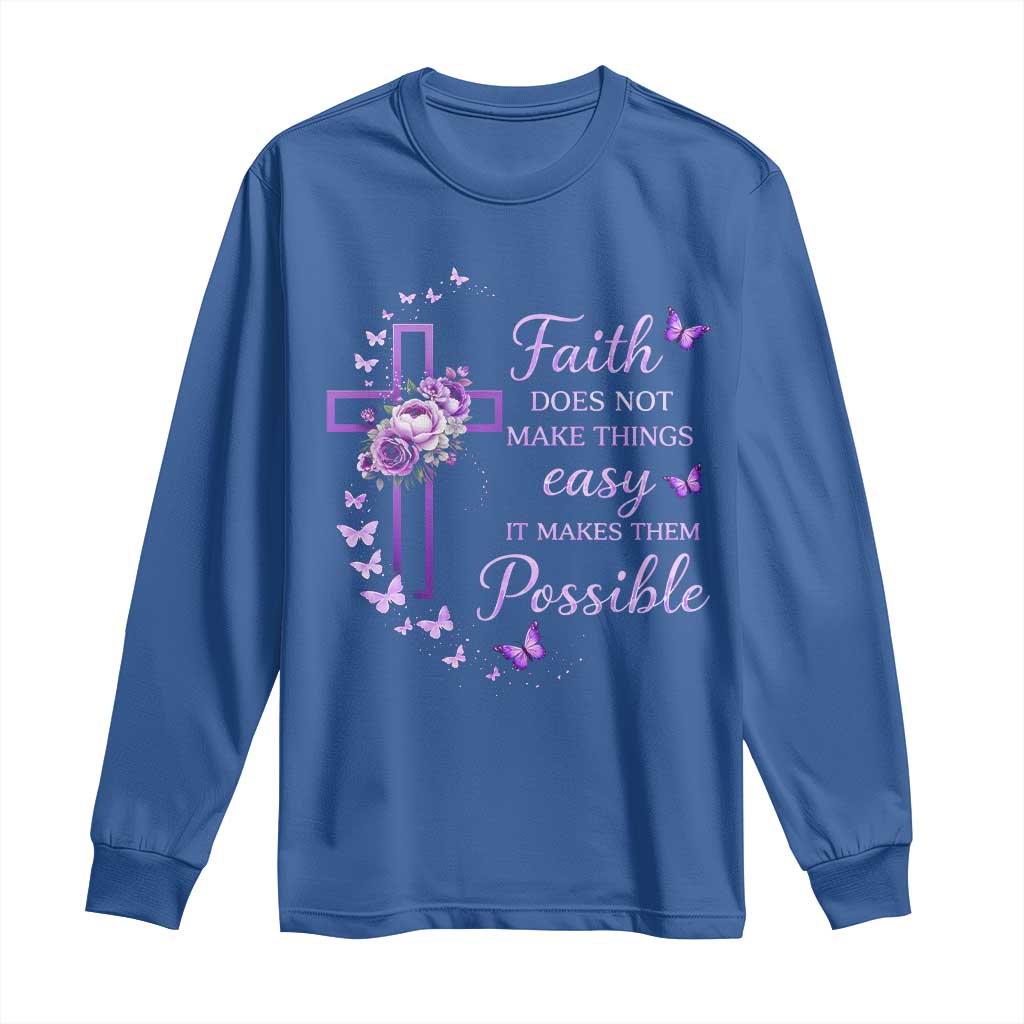 Christian Jesus Long Sleeve Shirt Vintage Bible Verse Printed Faith Blessed Inspirational Girl TS10 Royal Blue Print Your Wear