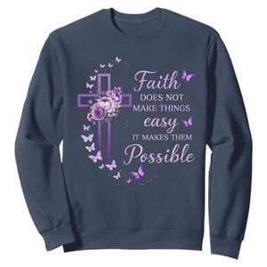 Christian Jesus Sweatshirt Vintage Bible Verse Printed Faith Blessed Inspirational Girl TS10 Navy Print Your Wear