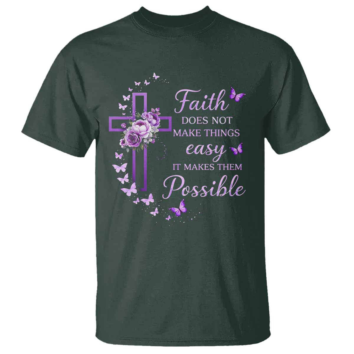 Christian Jesus T Shirt Vintage Bible Verse Printed Faith Blessed Inspirational Girl TS10 Dark Forest Green Print Your Wear