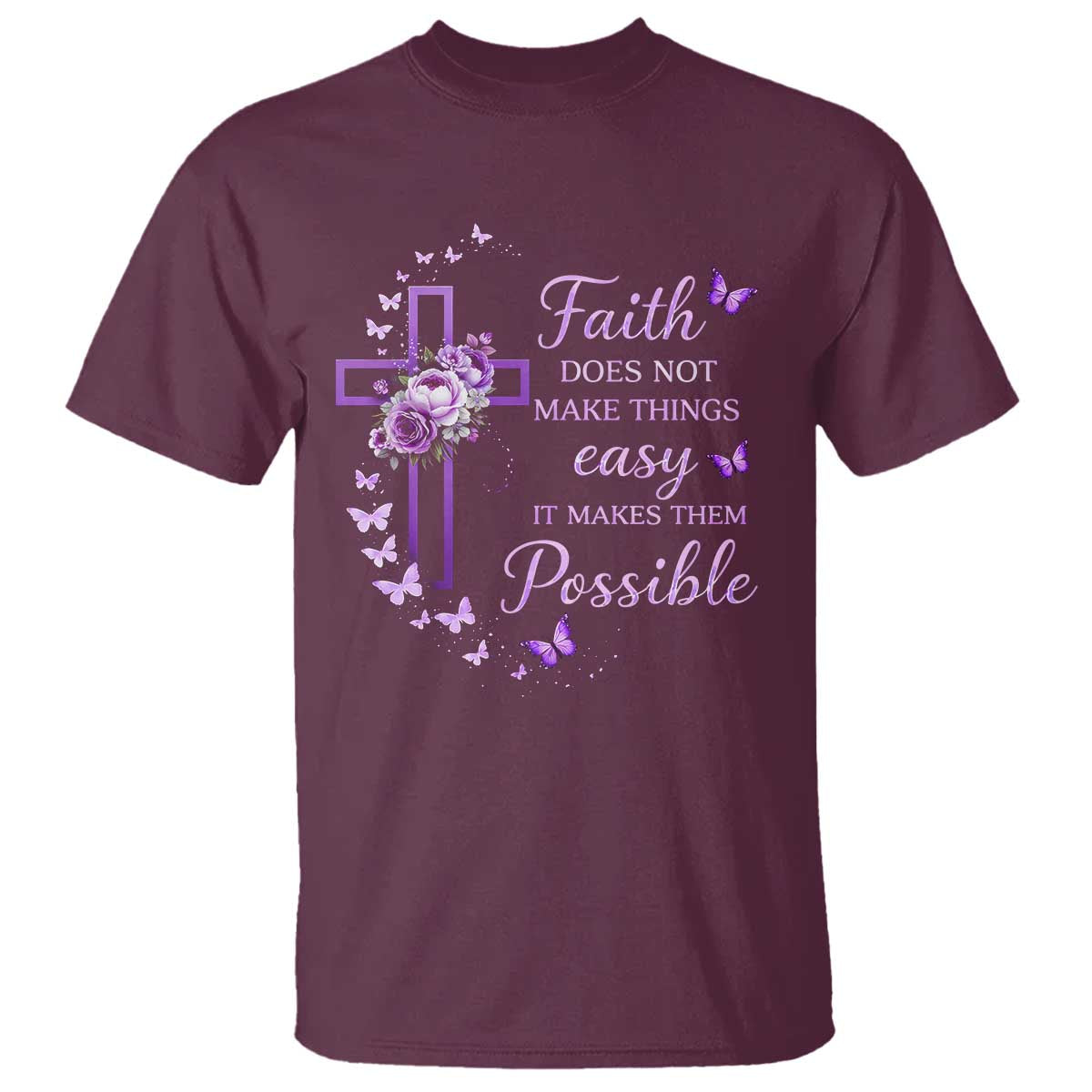Christian Jesus T Shirt Vintage Bible Verse Printed Faith Blessed Inspirational Girl TS10 Maroon Print Your Wear