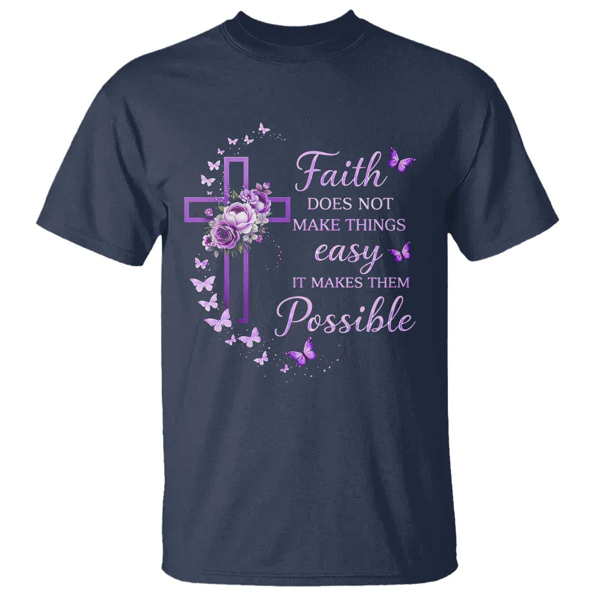 Christian Jesus T Shirt Vintage Bible Verse Printed Faith Blessed Inspirational Girl TS10 Navy Print Your Wear