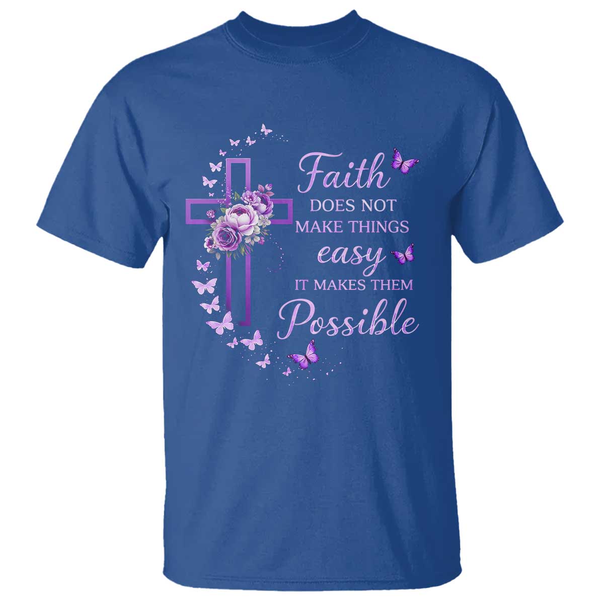 Christian Jesus T Shirt Vintage Bible Verse Printed Faith Blessed Inspirational Girl TS10 Royal Blue Print Your Wear