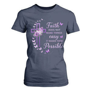Christian Jesus T Shirt For Women Vintage Bible Verse Printed Faith Blessed Inspirational Girl TS10 Navy Print Your Wear