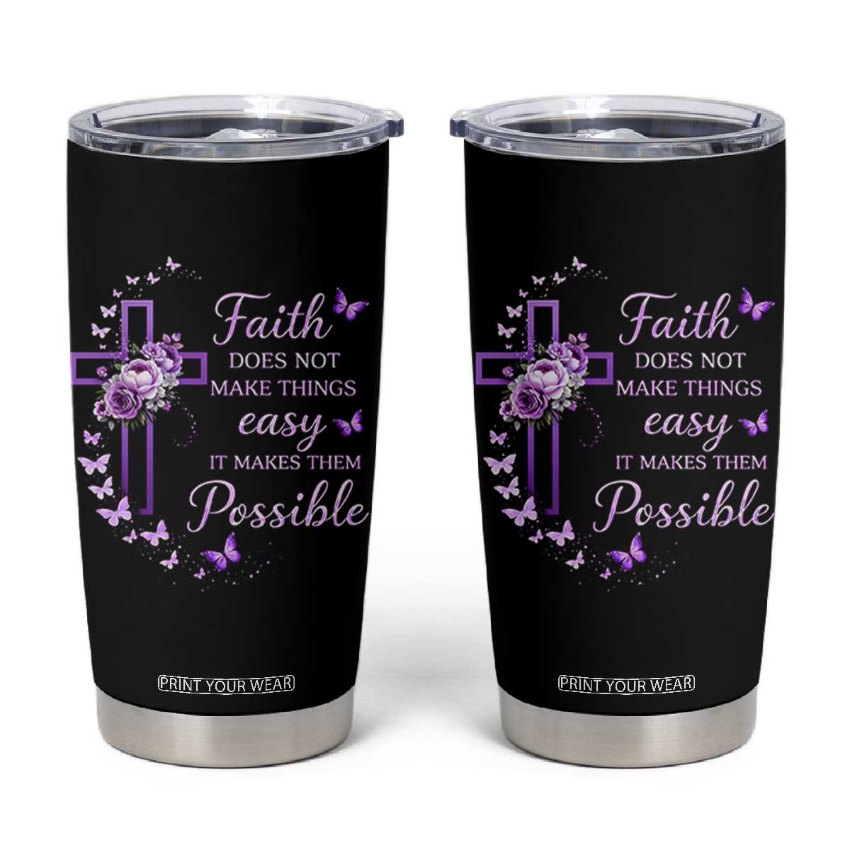 Christian Jesus Tumbler Cup Vintage Bible Verse Printed Faith Blessed Inspirational Girl TS10 Black Print Your Wear