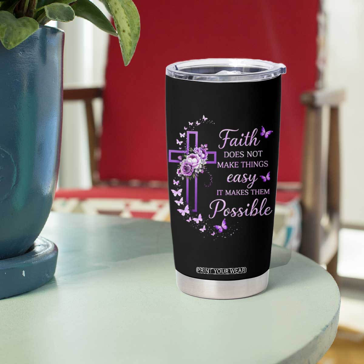 Christian Jesus Tumbler Cup Vintage Bible Verse Printed Faith Blessed Inspirational Girl TS10 Print Your Wear