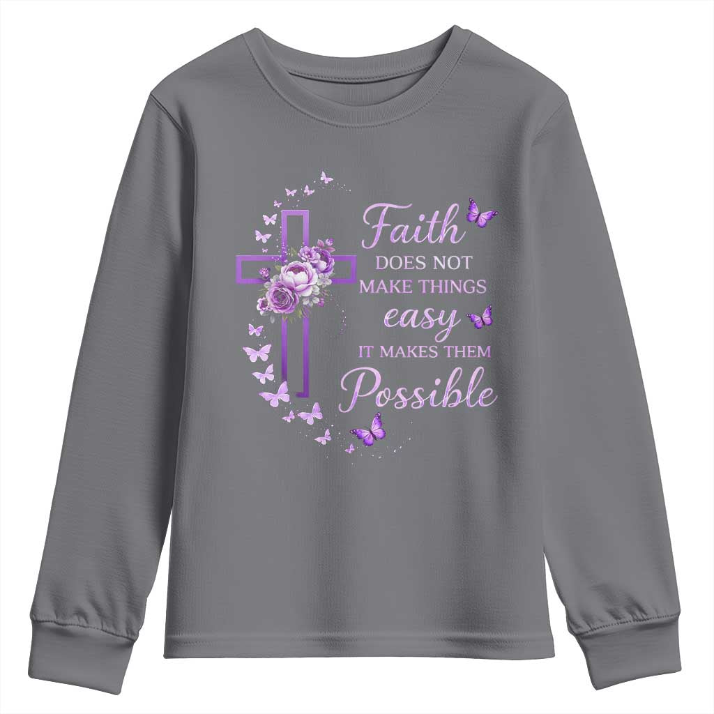 Christian Jesus Youth Sweatshirt Vintage Bible Verse Printed Faith Blessed Inspirational Girl TS10 Charcoal Print Your Wear