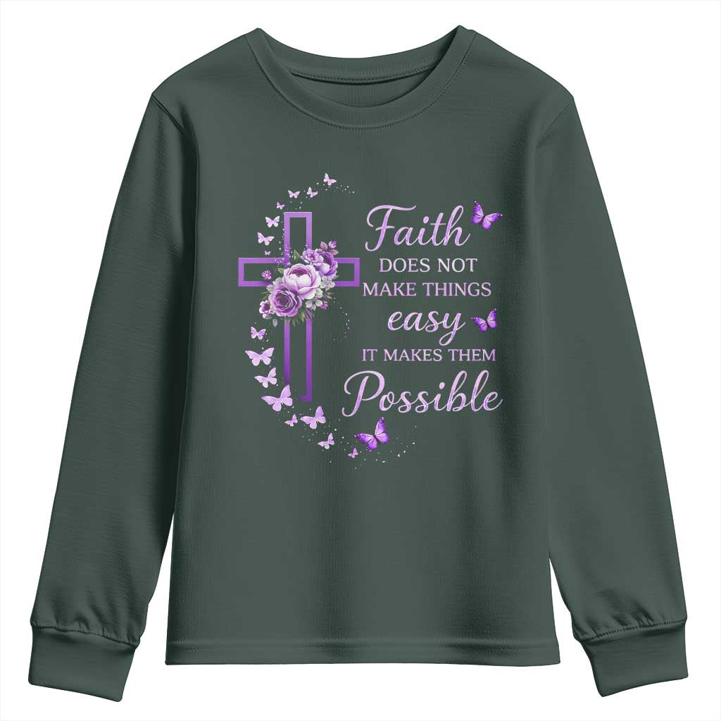 Christian Jesus Youth Sweatshirt Vintage Bible Verse Printed Faith Blessed Inspirational Girl TS10 Dark Forest Green Print Your Wear
