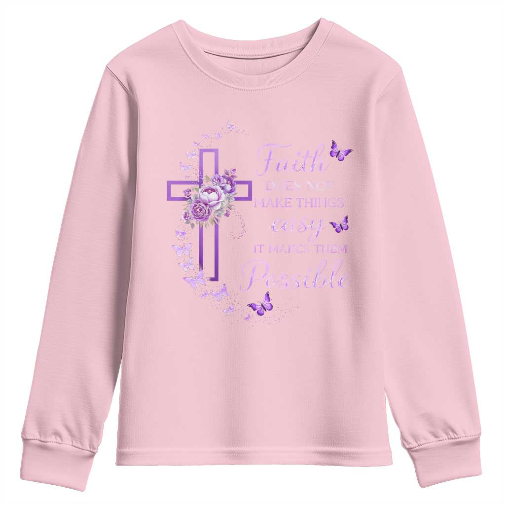 Christian Jesus Youth Sweatshirt Vintage Bible Verse Printed Faith Blessed Inspirational Girl TS10 Light Pink Print Your Wear