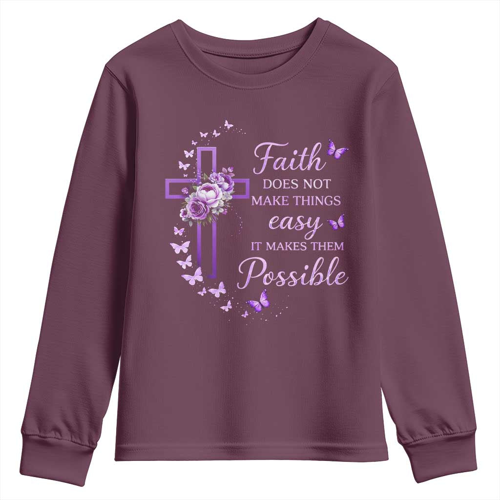 Christian Jesus Youth Sweatshirt Vintage Bible Verse Printed Faith Blessed Inspirational Girl TS10 Maroon Print Your Wear