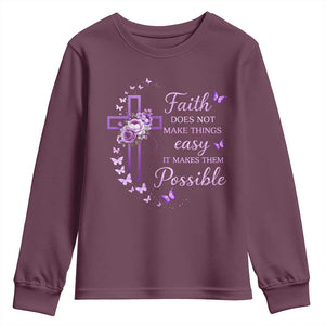 Christian Jesus Youth Sweatshirt Vintage Bible Verse Printed Faith Blessed Inspirational Girl TS10 Maroon Print Your Wear