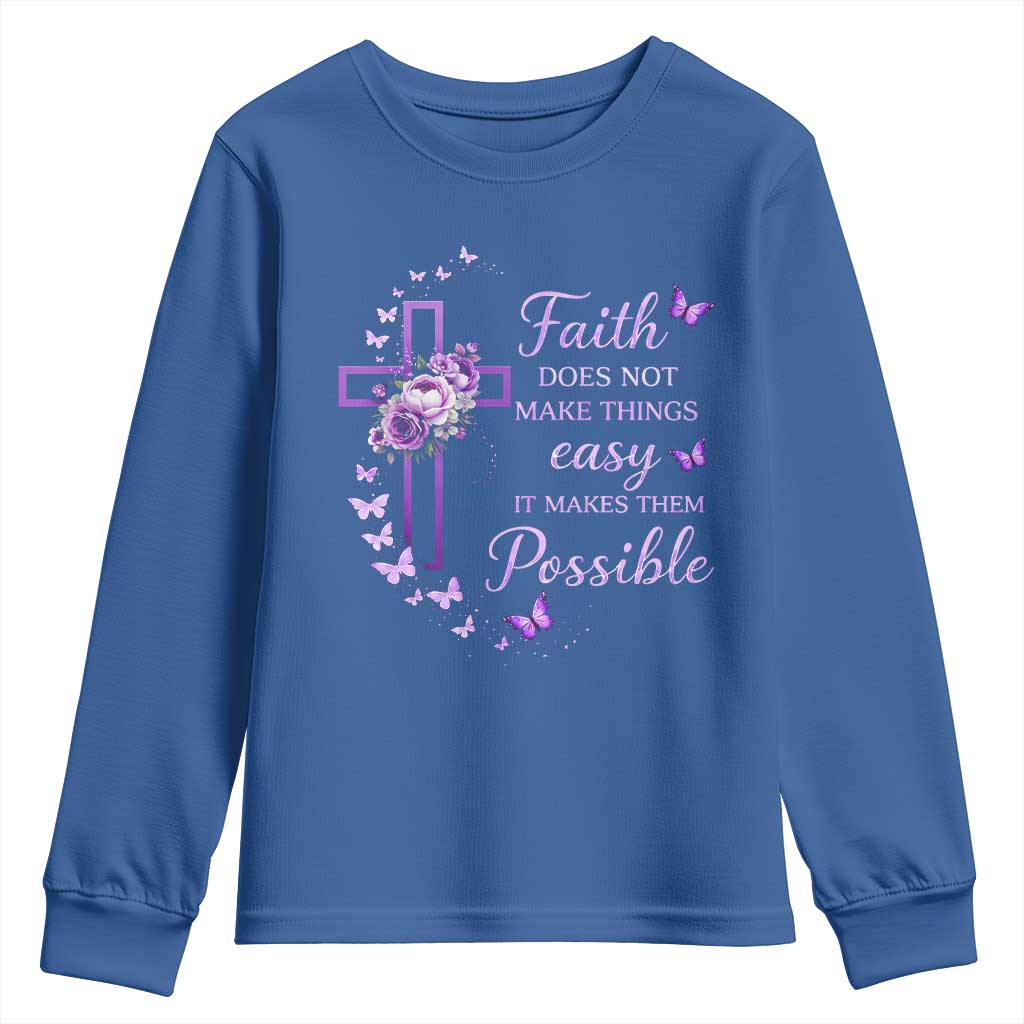 Christian Jesus Youth Sweatshirt Vintage Bible Verse Printed Faith Blessed Inspirational Girl TS10 Royal Blue Print Your Wear