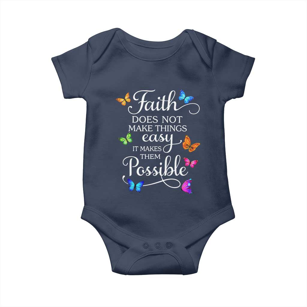 Christian Jesus Baby Onesie Butterfly Art Bible Verse Printed Faith Blessed Inspirational Girl TS10 Navy Print Your Wear