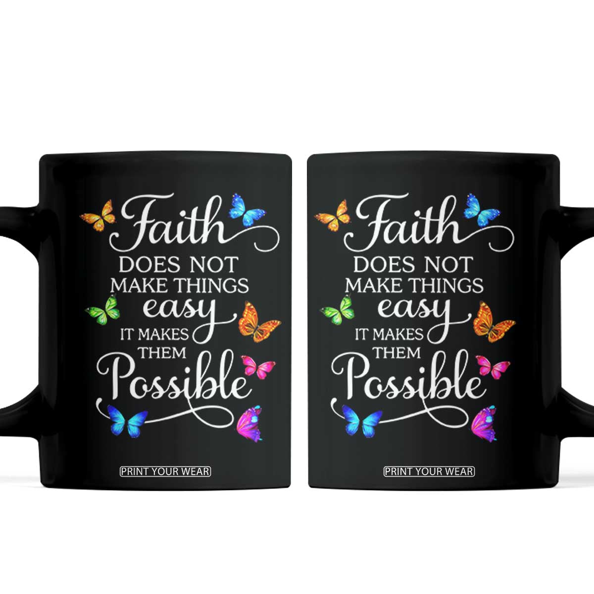 Christian Jesus Coffee Mug Butterfly Art Bible Verse Printed Faith Blessed Inspirational Girl TS10 Black Print Your Wear