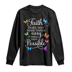 Christian Jesus Long Sleeve Shirt Butterfly Art Bible Verse Printed Faith Blessed Inspirational Girl TS10 Black Print Your Wear