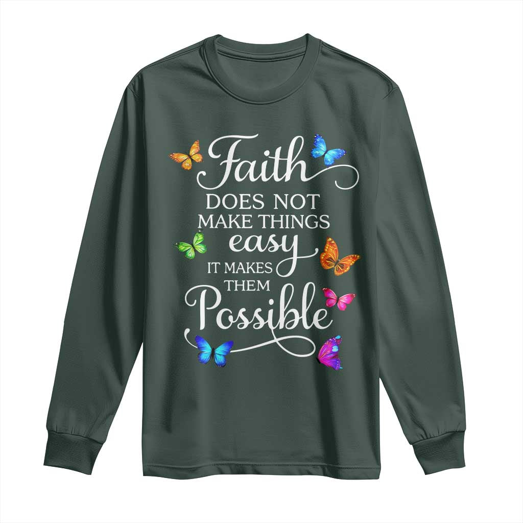 Christian Jesus Long Sleeve Shirt Butterfly Art Bible Verse Printed Faith Blessed Inspirational Girl TS10 Dark Forest Green Print Your Wear