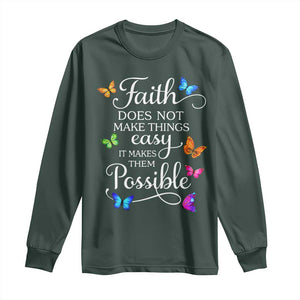 Christian Jesus Long Sleeve Shirt Butterfly Art Bible Verse Printed Faith Blessed Inspirational Girl TS10 Dark Forest Green Print Your Wear