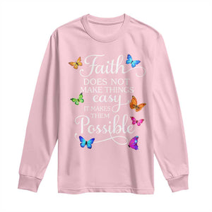 Christian Jesus Long Sleeve Shirt Butterfly Art Bible Verse Printed Faith Blessed Inspirational Girl TS10 Light Pink Print Your Wear