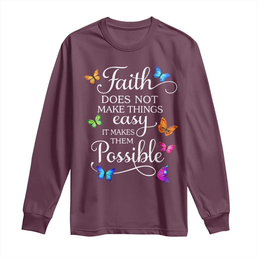 Christian Jesus Long Sleeve Shirt Butterfly Art Bible Verse Printed Faith Blessed Inspirational Girl TS10 Maroon Print Your Wear