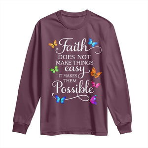 Christian Jesus Long Sleeve Shirt Butterfly Art Bible Verse Printed Faith Blessed Inspirational Girl TS10 Maroon Print Your Wear