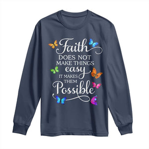 Christian Jesus Long Sleeve Shirt Butterfly Art Bible Verse Printed Faith Blessed Inspirational Girl TS10 Navy Print Your Wear