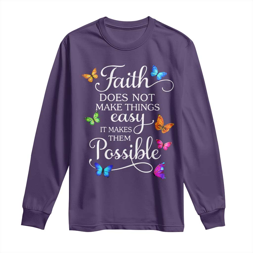 Christian Jesus Long Sleeve Shirt Butterfly Art Bible Verse Printed Faith Blessed Inspirational Girl TS10 Purple Print Your Wear